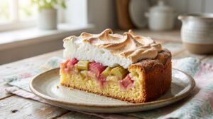 Im Frühling backe ich Rhabarberkuchen mit Baiser – säuerlich und luftig zugleich